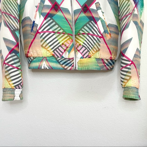 Maje Silk Bomber Jacket Multicolor Abstract Print Size 36 XS - Small - Picture 5 of 16